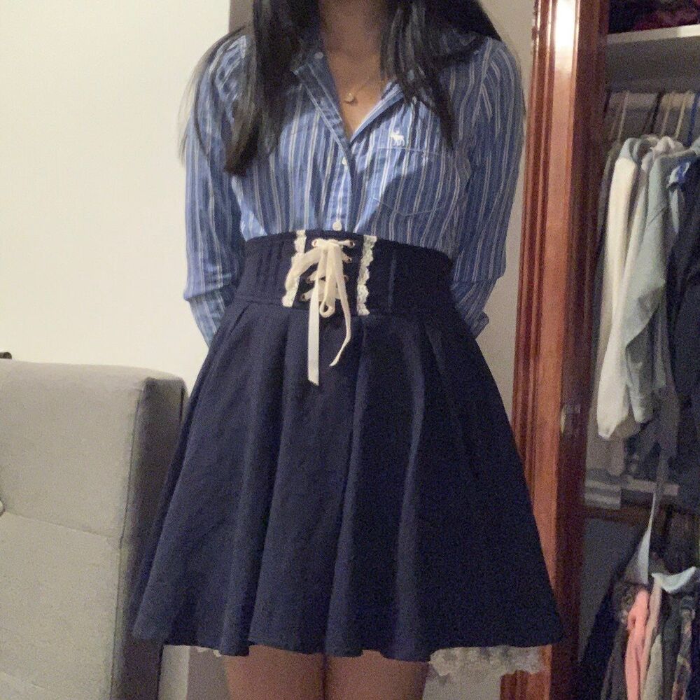 Blue and White Striped Button Up